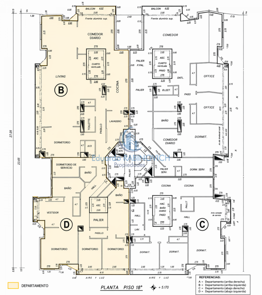 Venta de Soberbio Semipiso de 8 ambientes en Iconica Torre de la ciudad 